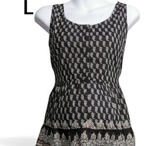 PAPA VANCOUVER  Summer Dress Size Large Sleeveless Cotton Ruffle Paisley Floral